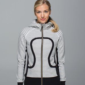 Lululemon Parallel Black / Navy & White Striped Scuba Hoodie II Zip Up Jacket